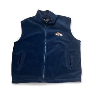 Denver Broncos Men’s Jacket Vest Navy Fleece NFL Team Logo